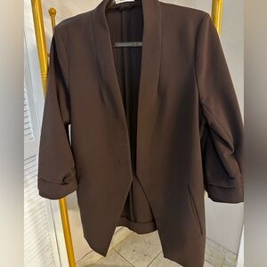 Babaton Brown Open-Front Blazer Jacket